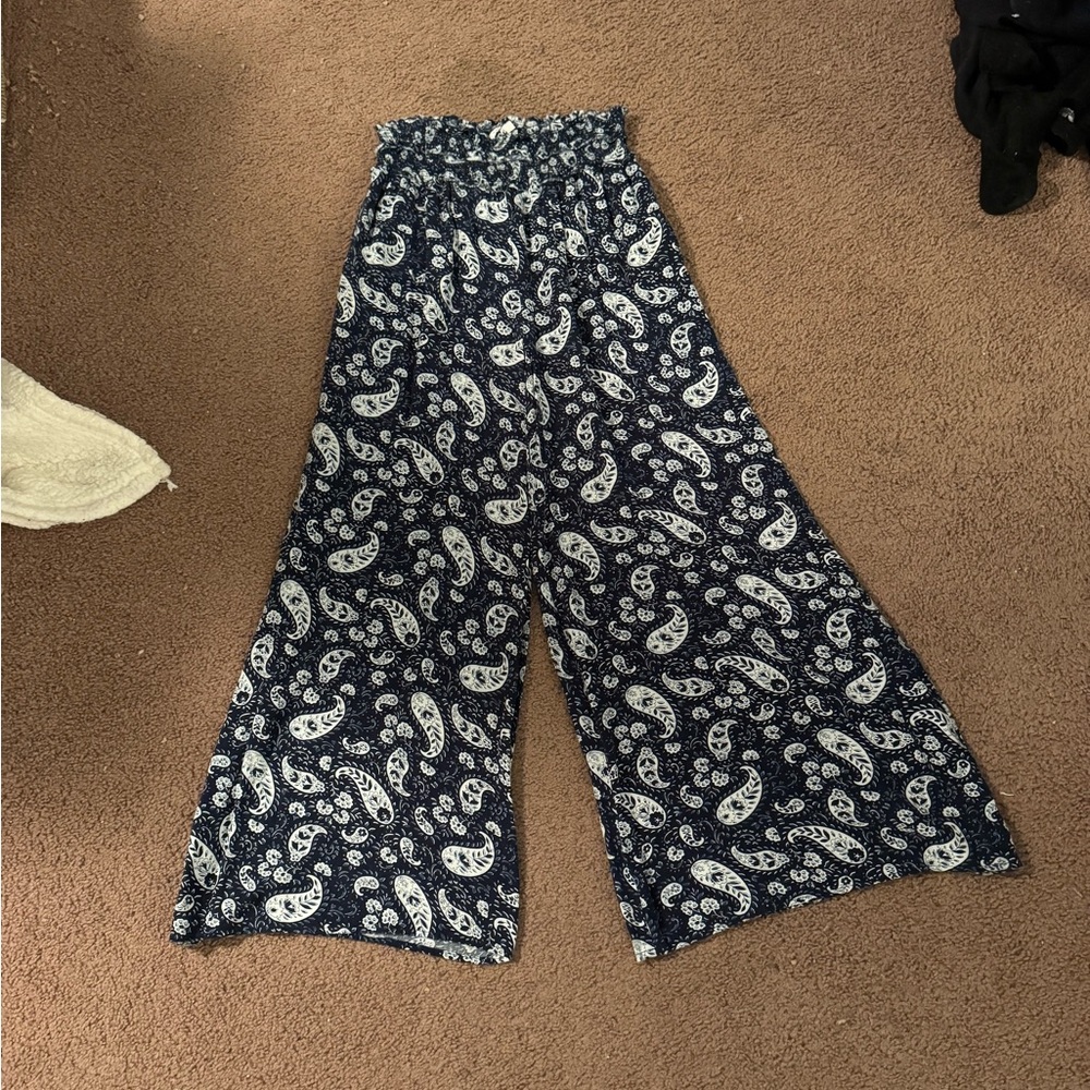 Navy Paisley Flowy Pant
